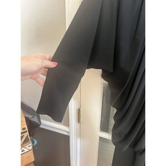 VTG STRONG SHOULDER COCKTAIL DRESS BATWING SLEEVE Animal Print Velvet Oversized - Picture 3 of 9